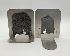 Vintage 1980 Metzke Pewter Sand Dollar Bookends Nautical Coastal Beach Decor